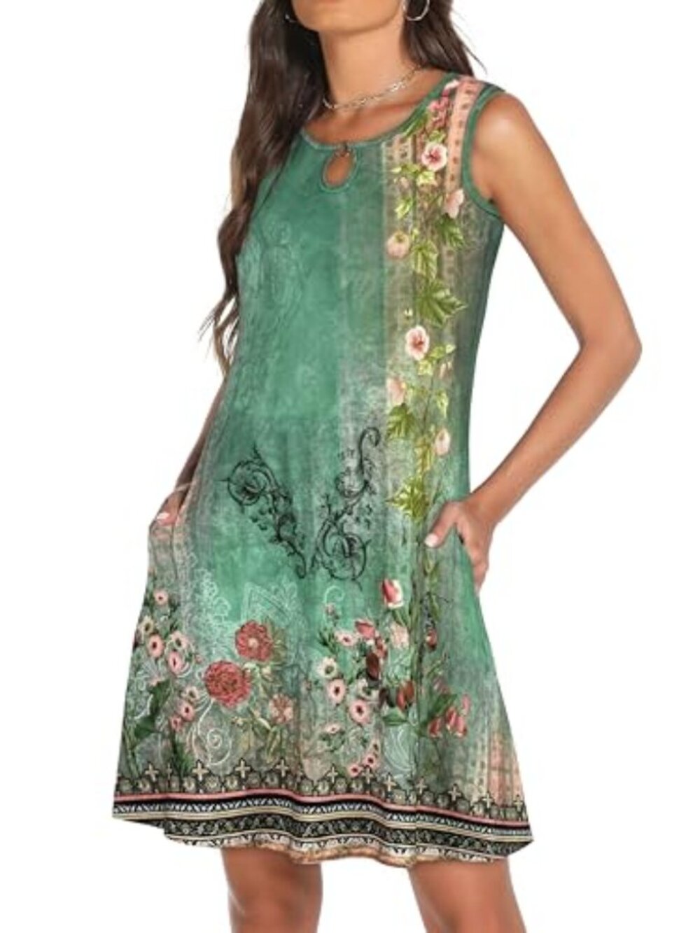 🆕 Summer Dresses for Women Sleeveless Crew Neck Sundress Casual Loose Cover Up